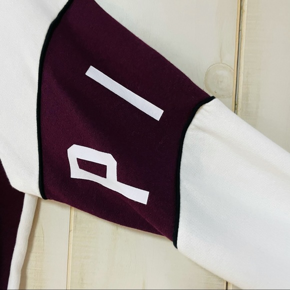 VS Pink Logo Maroon White 1/4 Zip Sweatshirt L - Picture 6 of 8